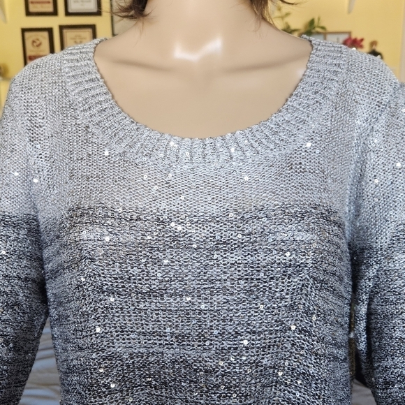 Belldini Scoop Neck Block Color Sparkly Sweater - Picture 4 of 13